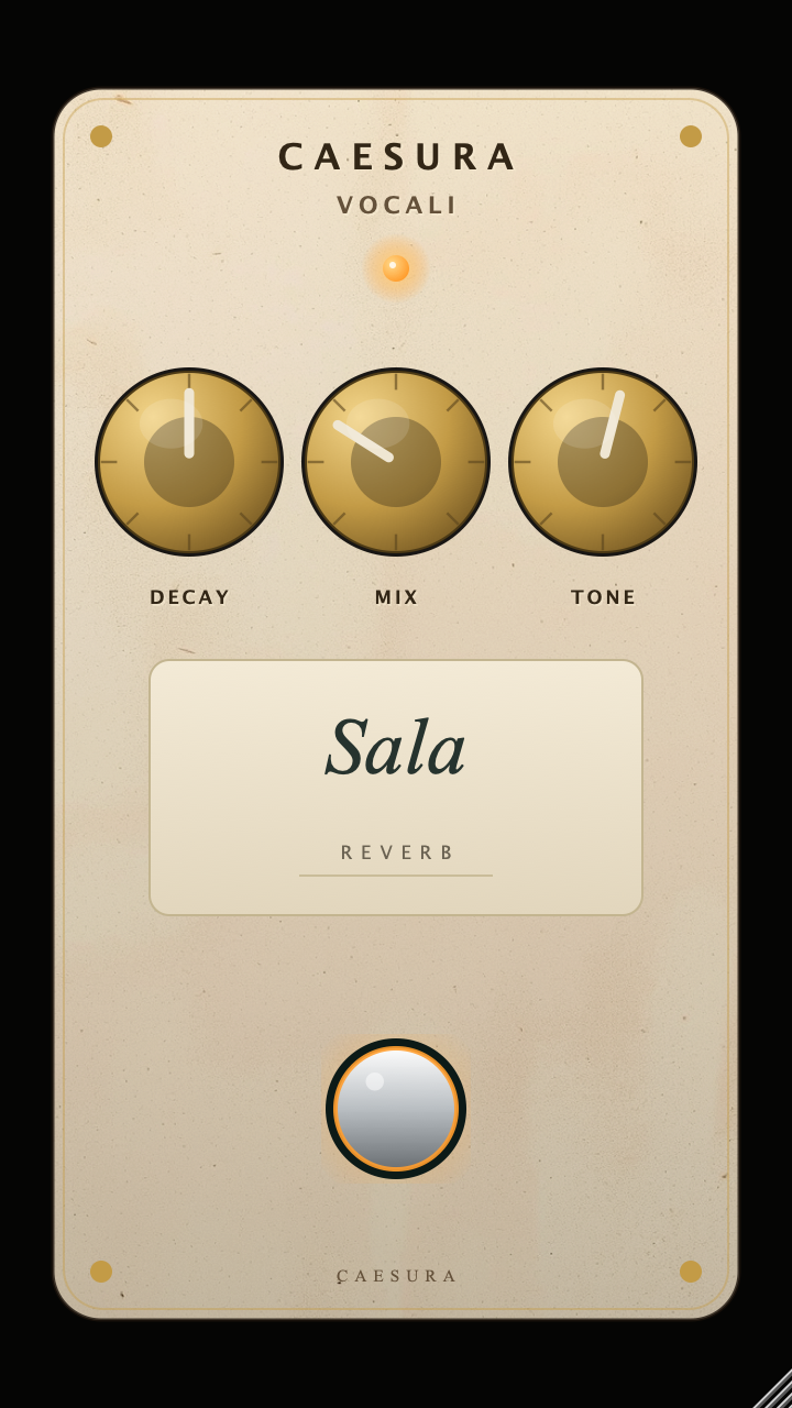 Sala Reverb effect; real editor capture of the beige limestone face