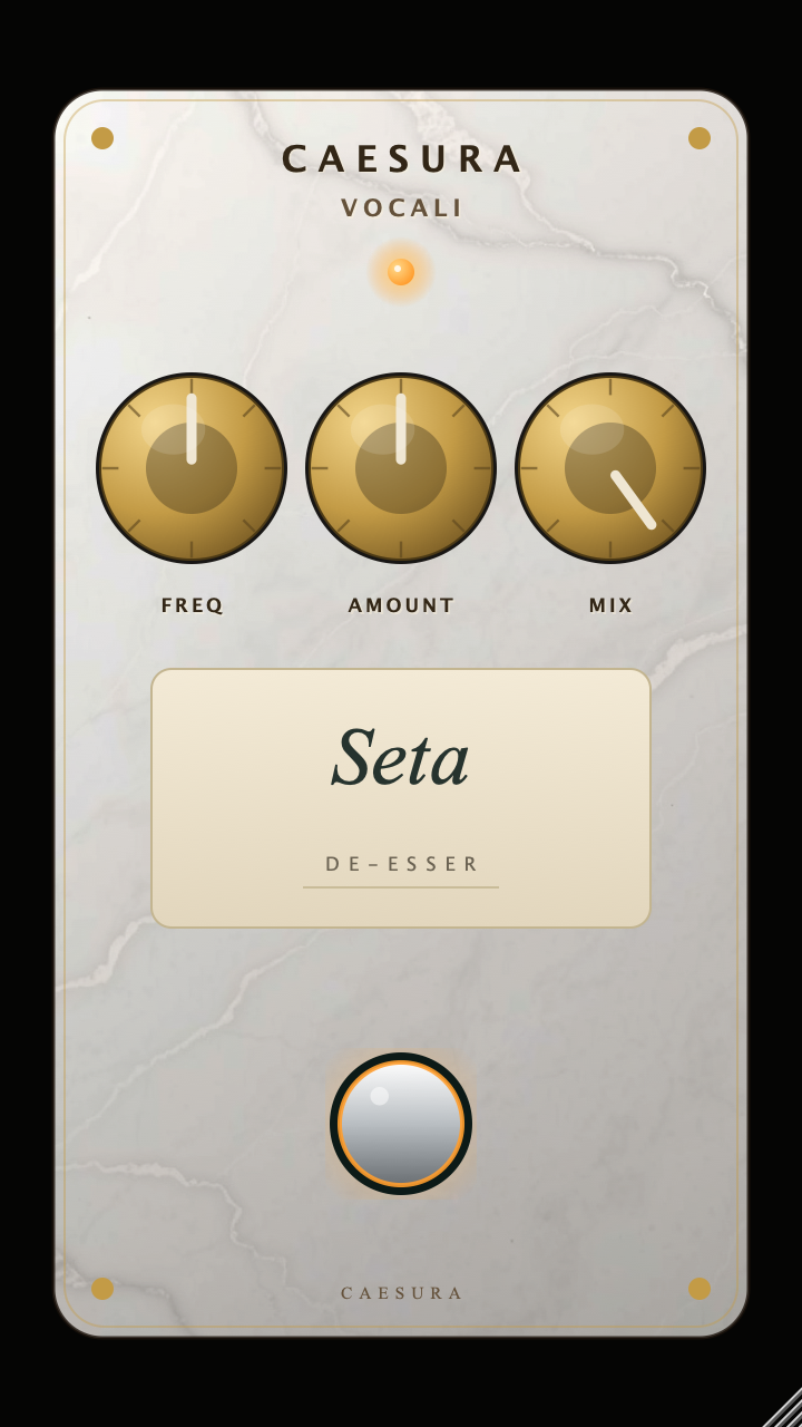 Seta De-esser effect; real editor capture of the pale soapstone face